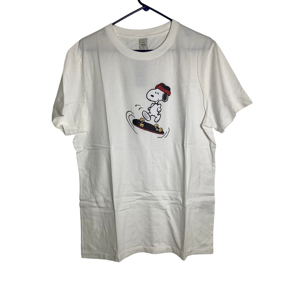 Cariuma + Peanuts Mens LG White Kick-Flip Skater Snoopy Graphic T-Shirt C6-6